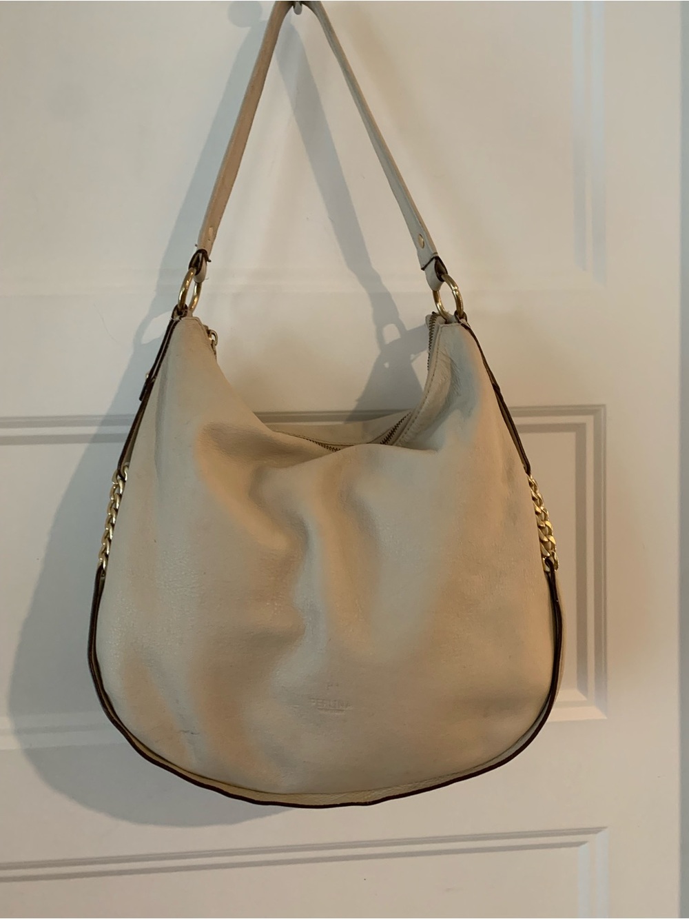 Perlina New York , women's Cream color Leather Shoulder High end Bag